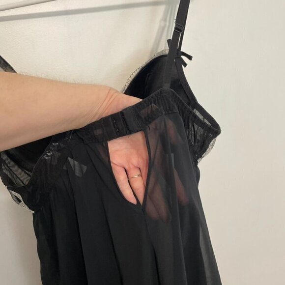 DELICATES Black Cream Ivory Lace Trim Underwired Semi Sheer Babydoll Lingerie L - Picture 13 of 14